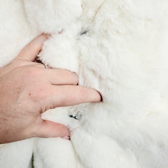 Apparis Sophie Faux Fur Ivory White Cream Mid Length Coat Jacket Medium - Picture 12 of 15